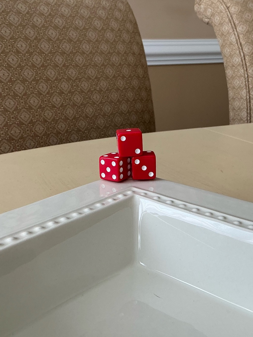 Large Stacked Game Night Dice Platter Decoration -  RED 🎲